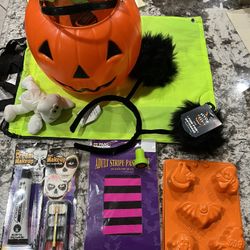 Halloween Neon Tights, Pumpkin, Headpiece, Face, Paint, Jell-O Mold, Etc.