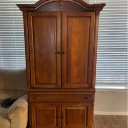 Armoire TV Stand With Ajoining Bookshelves