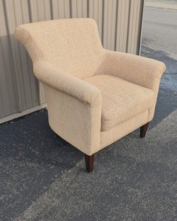 Beige Chenille Rolled Arm Club Chair
