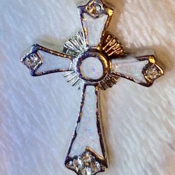 Religious Brand New Australian Opal  925 Sterling Silver Cross Necklace 