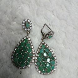 DANGEL 2 INCH EMERALD EARRINGS 150 
