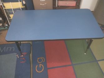 Blue Rectangular Activity Table with Adjustable Legs