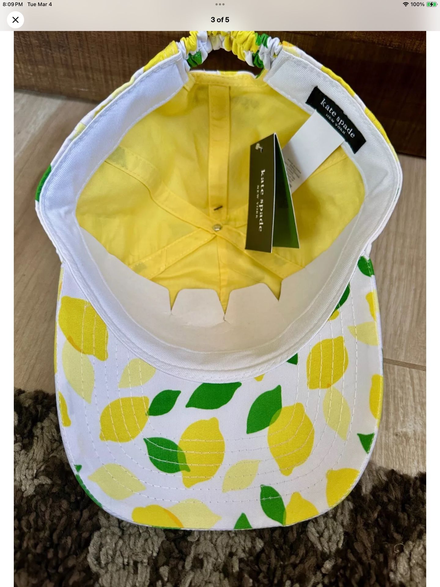 NWT Kate Spade Hat Kate Spade New York Lemon Toss Baseball Hat Cream Yellow  main image 4