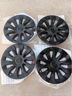 Set of 4 Tesla Model Y OEM Gemini Wheel Covers 19 inch — Excellent Condition