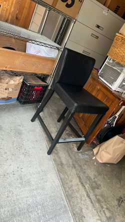 Bar Height Stool Breakfast Counter PVC Leather Black Chair