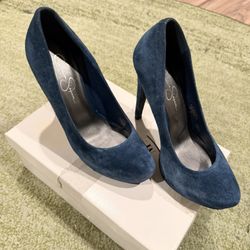 Blue Suede Jessica Simpson Heels - Women 8.5
