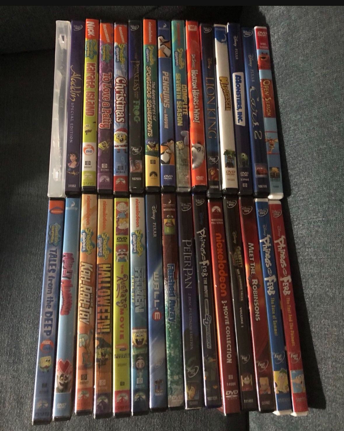 30 Disney/Nickelodeon/DreamWorks DVD’s/ Kids Movies/ Bulk Sale