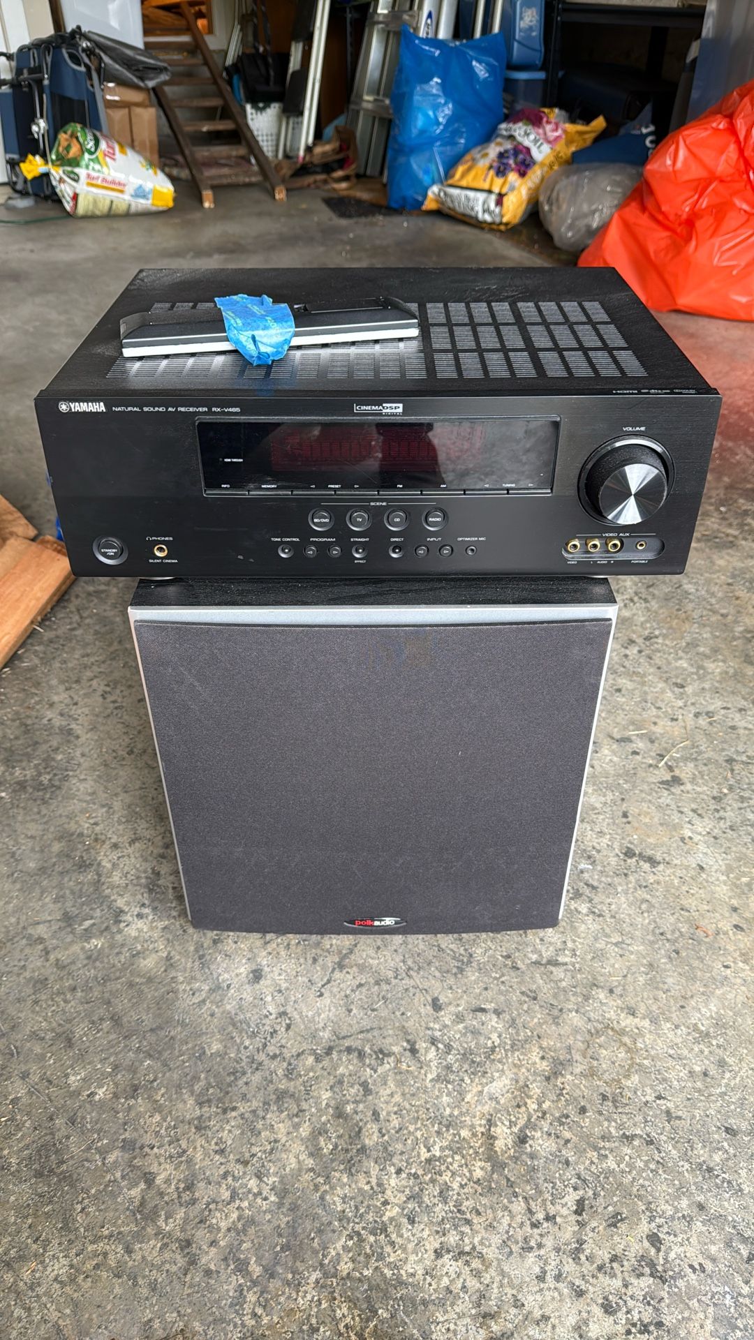 Yamaha Receiver And Polk Audio Subwoofer