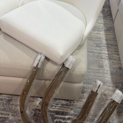 Selling two upholstered Leick Home counter stools.