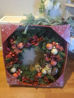 Large Christmas Wreath From Costco. Only Half The Lights Work