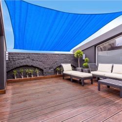 10'x13' Sun Shade Sail Blue Rectangle Canopy Sail Shade Cloth for Patio Garden Outdoor Backyard