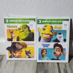 Shrek/puss in boots, Shark Tale / Flushed Away: 4-Movie Collection [DVD]

Brand new,  factory sealed.  4 movies total. 

Disc 1 - Shark Tale:

Rough W