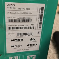 40” Vizio Tv