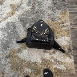 MCM Black Studded Leather Stark Backpack