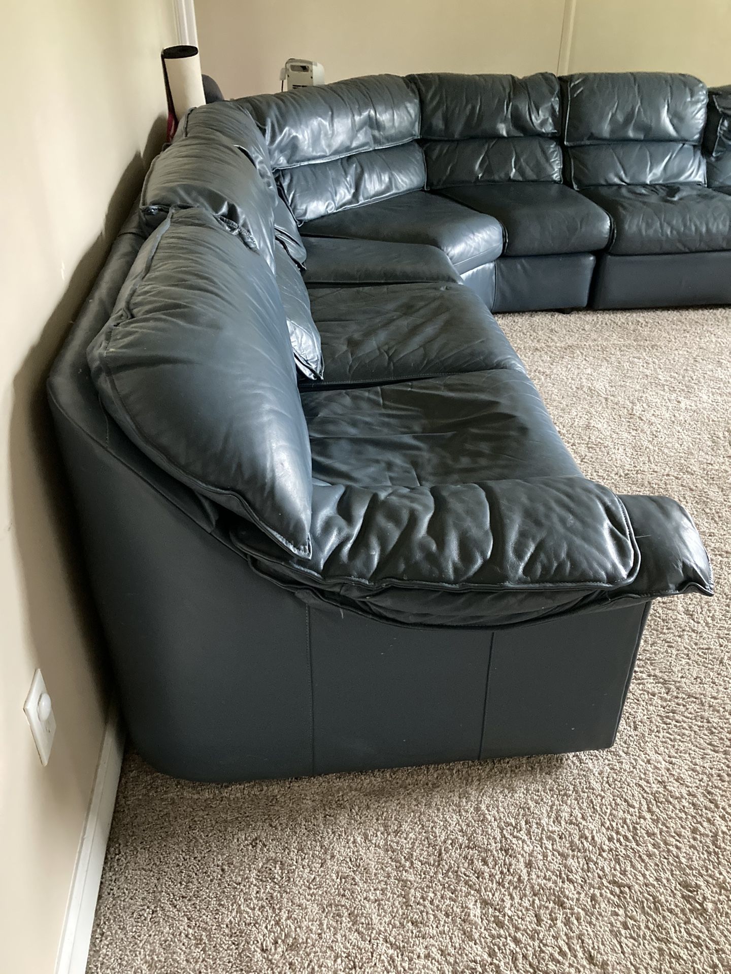 Emerson Top Grain Leather 3 Piece Reclining Sectional Couch for Sale in
