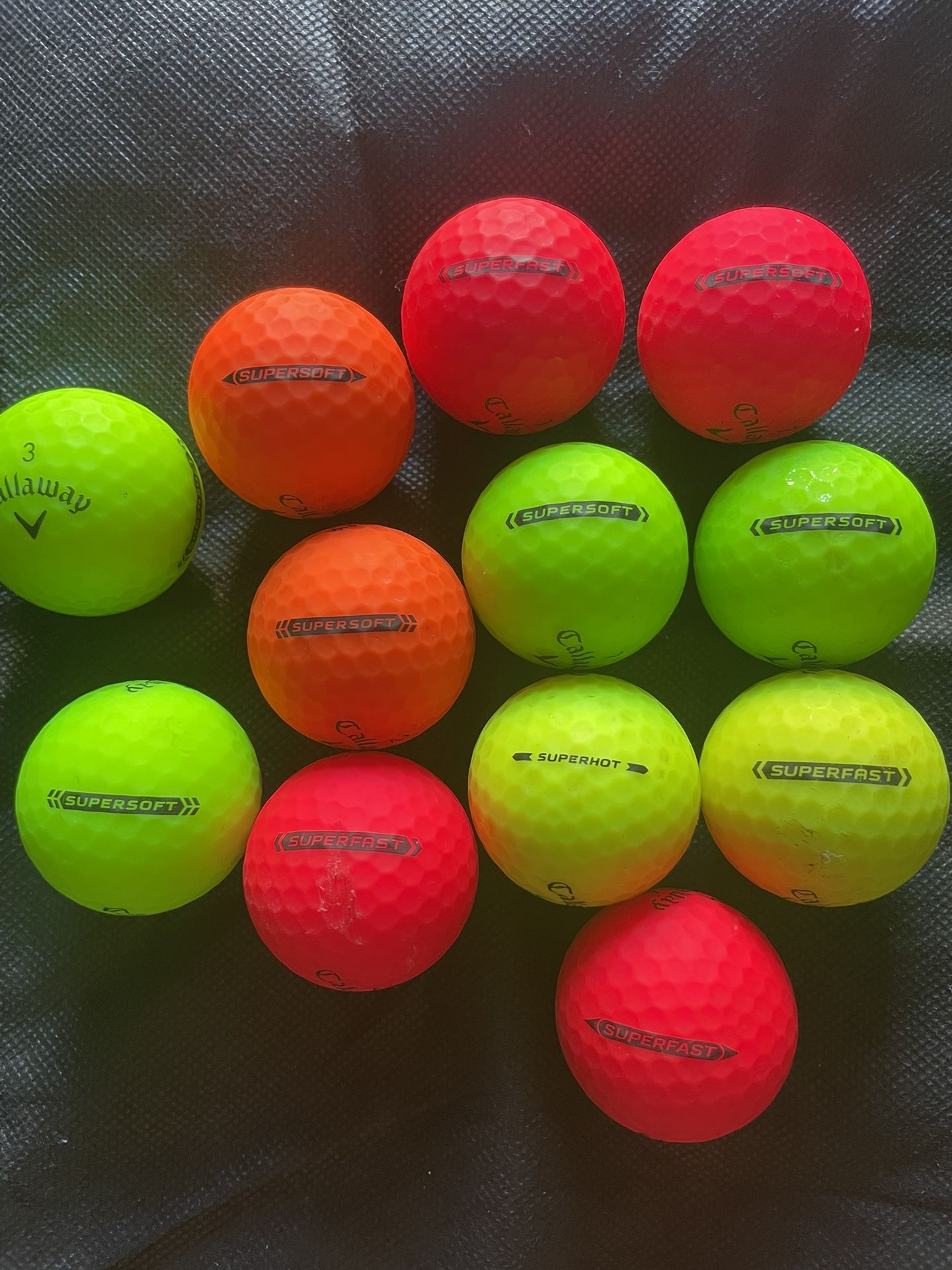 Callaway color 13 SuperSoft, SuperFast and SuperHot golf balls
