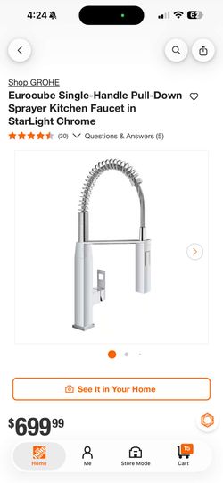 GROHE
Eurocube Single-Handle Pull-Down Sprayer Kitchen Faucet in StarLight Chrome