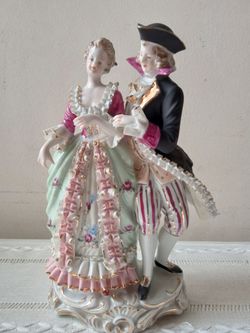 Vintage Baroque Rococo Style German Porcelain Group.