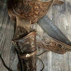 Leather Western Belt+holster