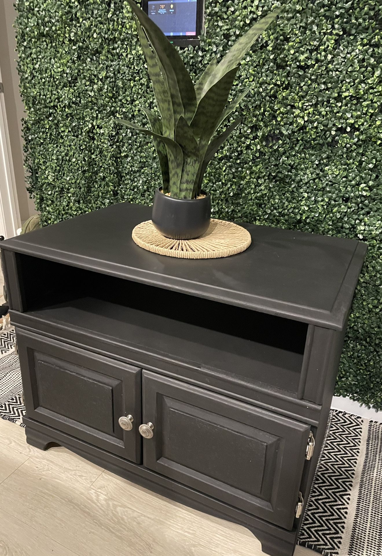 Refinished Matte Black TV Stand / Entryway Cabinet