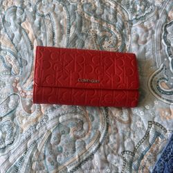 Red Leather Calvin Klein Wallet