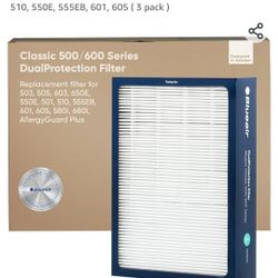 BLUEAIR Classic 500/600 Series Genuine Dual Protection Replacement Filter; fits Classic 580i, 680i, 501, 503, 505, 510, 550E, 555EB, 601, 605 ( 3 pack