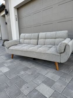 Modern Gray Tufted Sofa / Futon