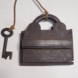 Antique Handmade Trick Lock with Key