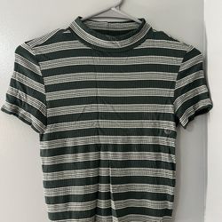 AE Xs Stripped Mock Neck Top 