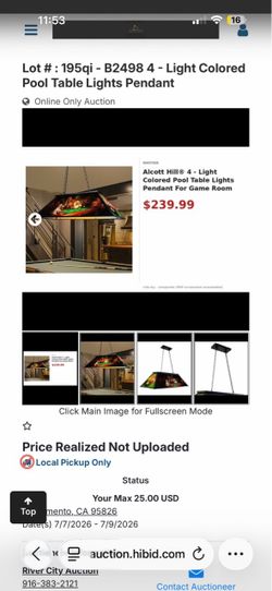 Pool table light