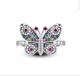 Sterling Silver Butterfly Ring With Rhinestones 