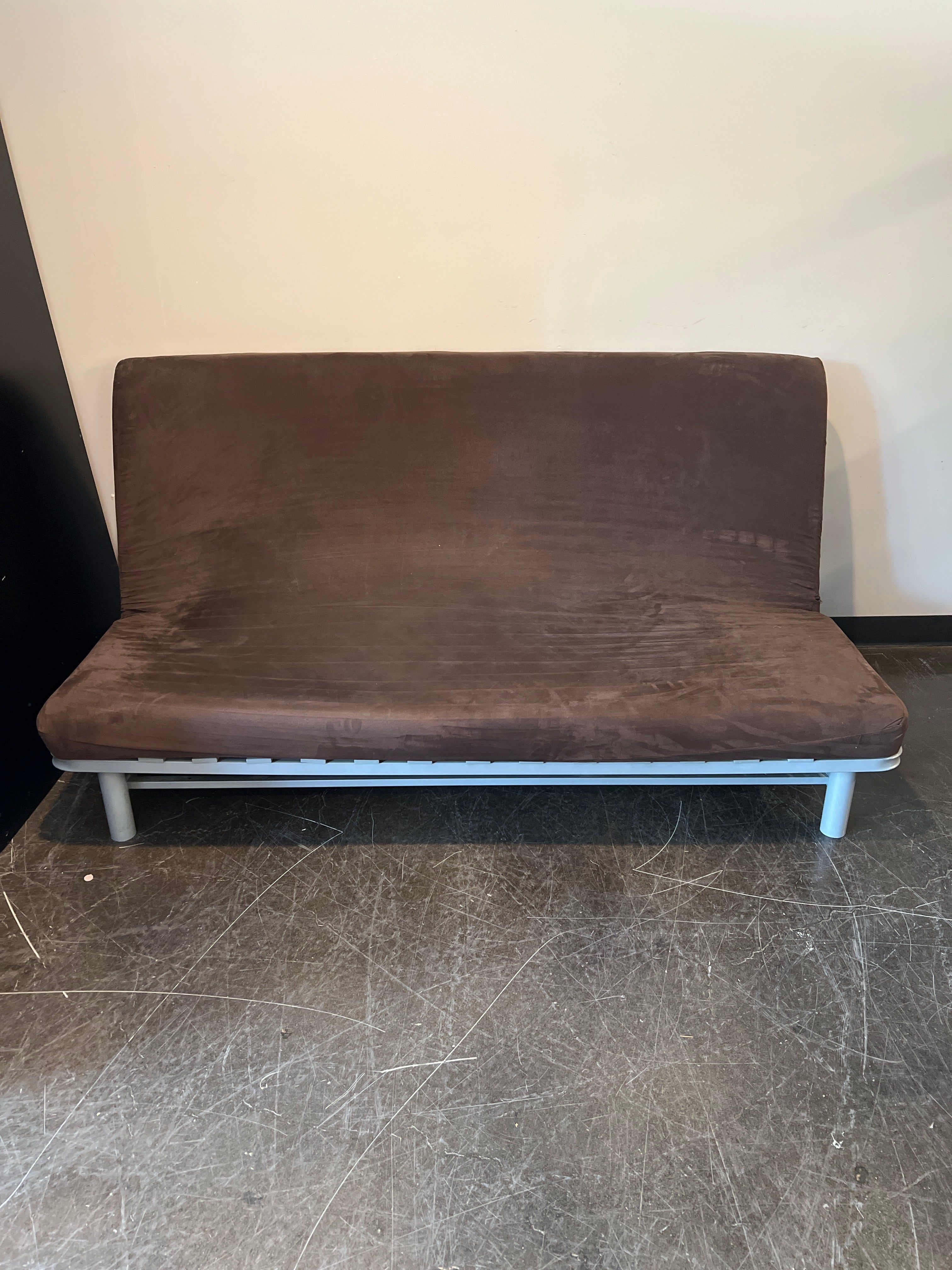 Modern Futon Sofa Bed – White Metal Frame