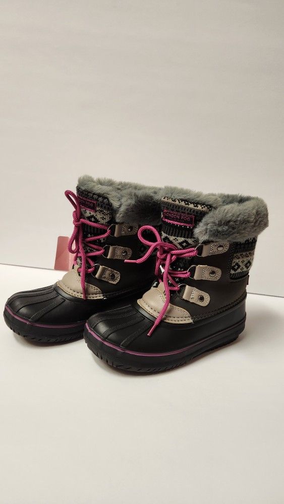 London Fog Girls' Knit Trim Snow Boots