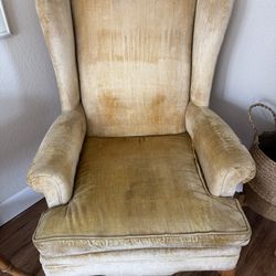 Vintage Gold Velvet wingback arm chair