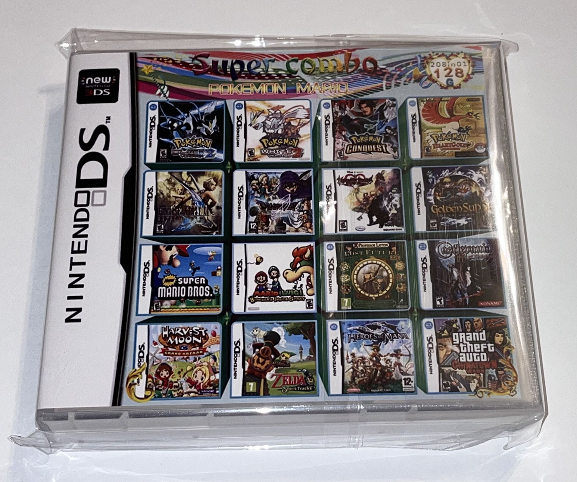 208 in 1 Games Cartridge Multicart for Nintendo DS 3DS 2DS DSI(Pokemon, Mario, Dragon Ball, & More)
