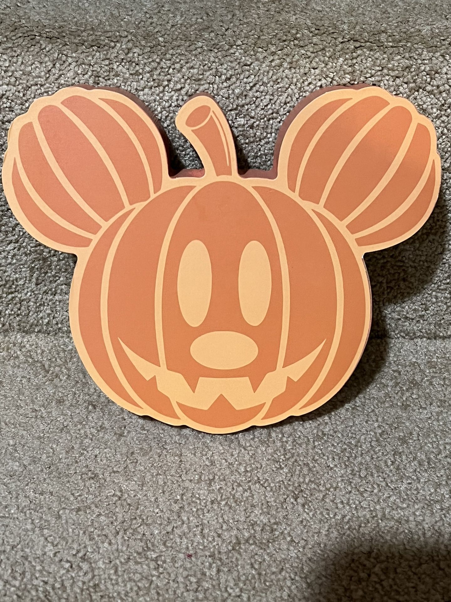 DISNEY HALLOWEEN MICKEY WOODEN PUMPKIN ART BLOCK NEW