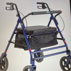 Invacare Bariatric Rollator,500 Lb. Weight Capacity, Flip-Up Padded Seat 66550 Blue