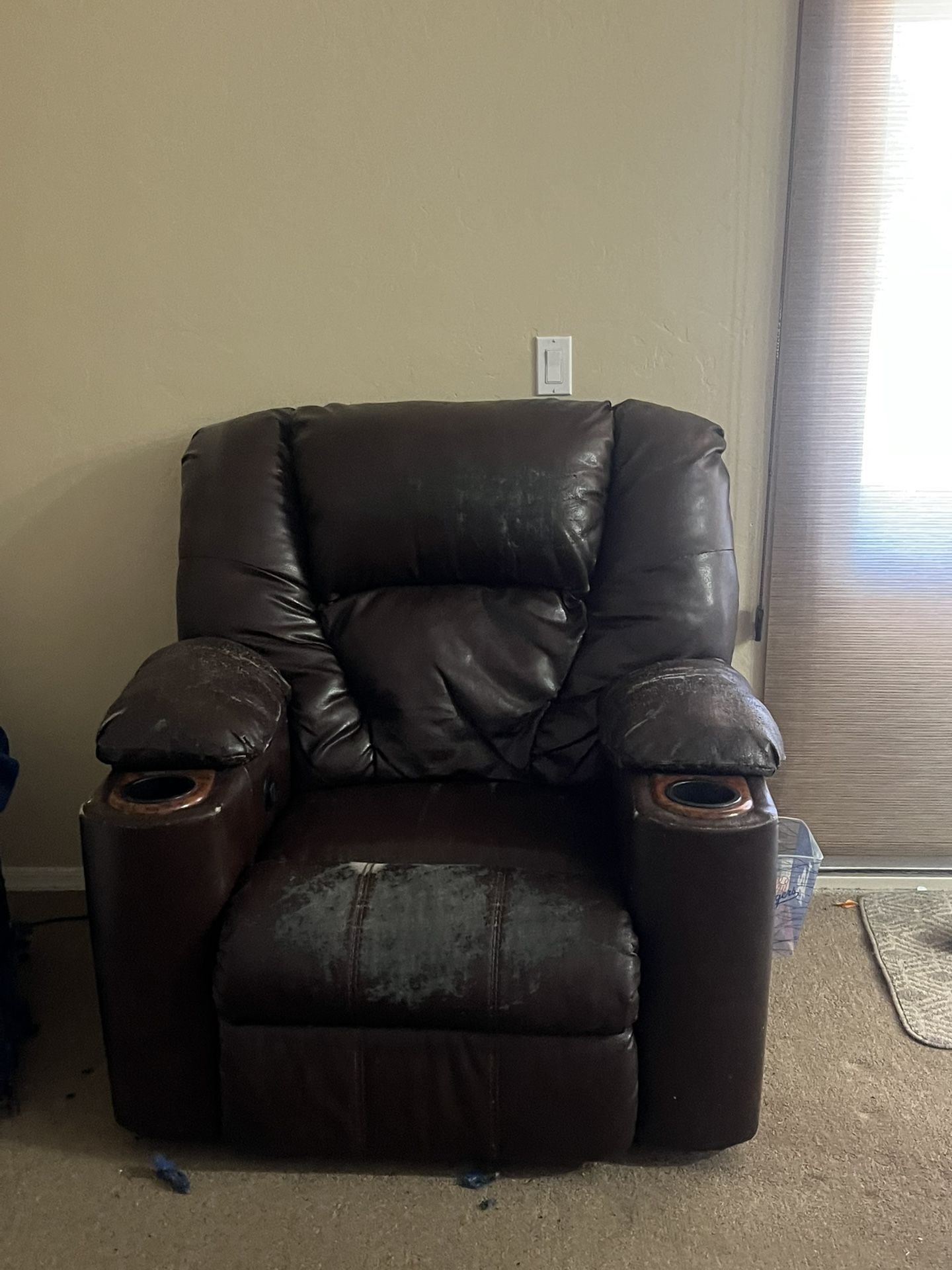 Free Recliners , Leather Is Peeling On Both. One Has A Cover