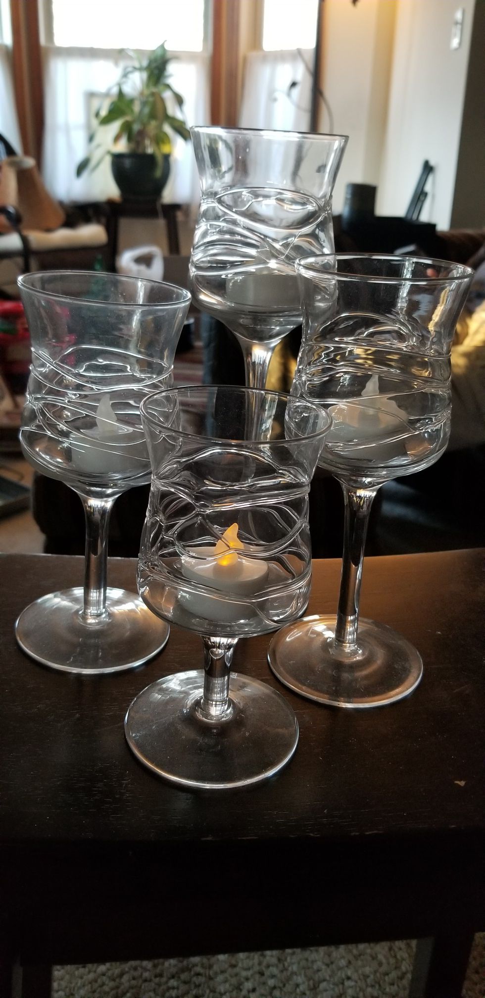 Set if four "Wine Glass" candle holders