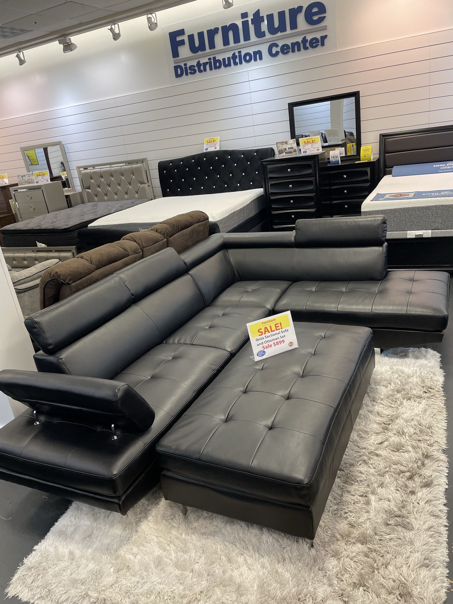 Spring Sale! Ibiza Black Sectional With Ottoman Only $799. Easy Finance Option. Same Day Delivery.