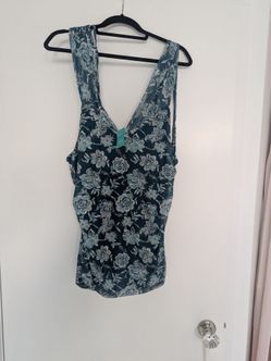 New Maurice's Green Floral Lined V Neck Shirt Top Blouse Size Extra Large
