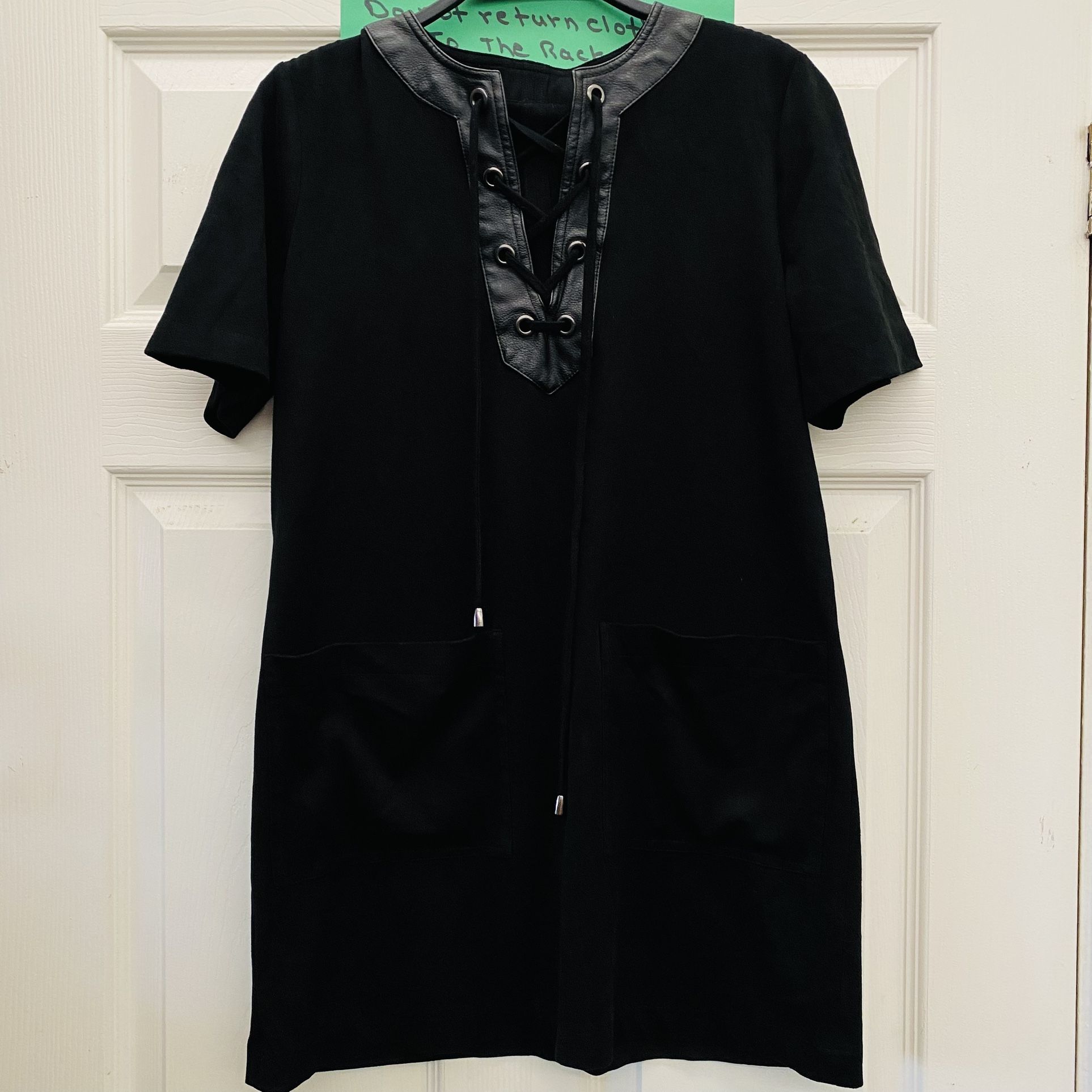 Black Suede Lace up Mini Dress 