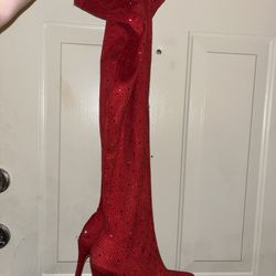 Rhinestone Red Boots Size 7