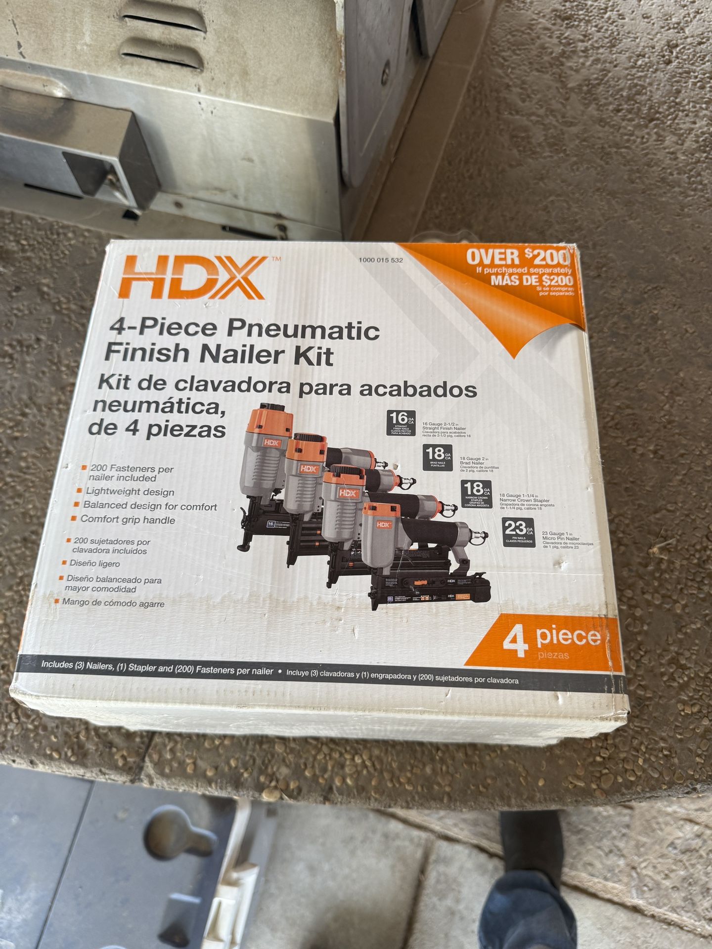 Hdx 4 Piece Pneumatic Finishing Nailer Kit
