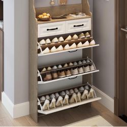86.6inch Tall Shoe Cabinet with Hangers