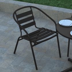 BLACK / BRONZE aluminum metal slat Restaurant stack chair cafe bistro backyard Patio commercial indoor arm chair