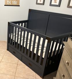 Baby Crib Blue/Grey