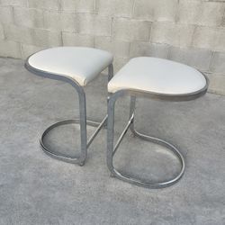 1980s Milo Baughman Chrome Cantilever Stools 