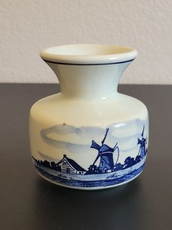 1-PC Vintage Delft Blue and White Porcelain Bud Vase