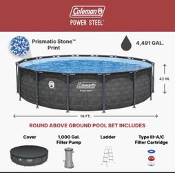 Power Steel 16 Ft. X 42 In. round Metal Frame above Ground Pool Set